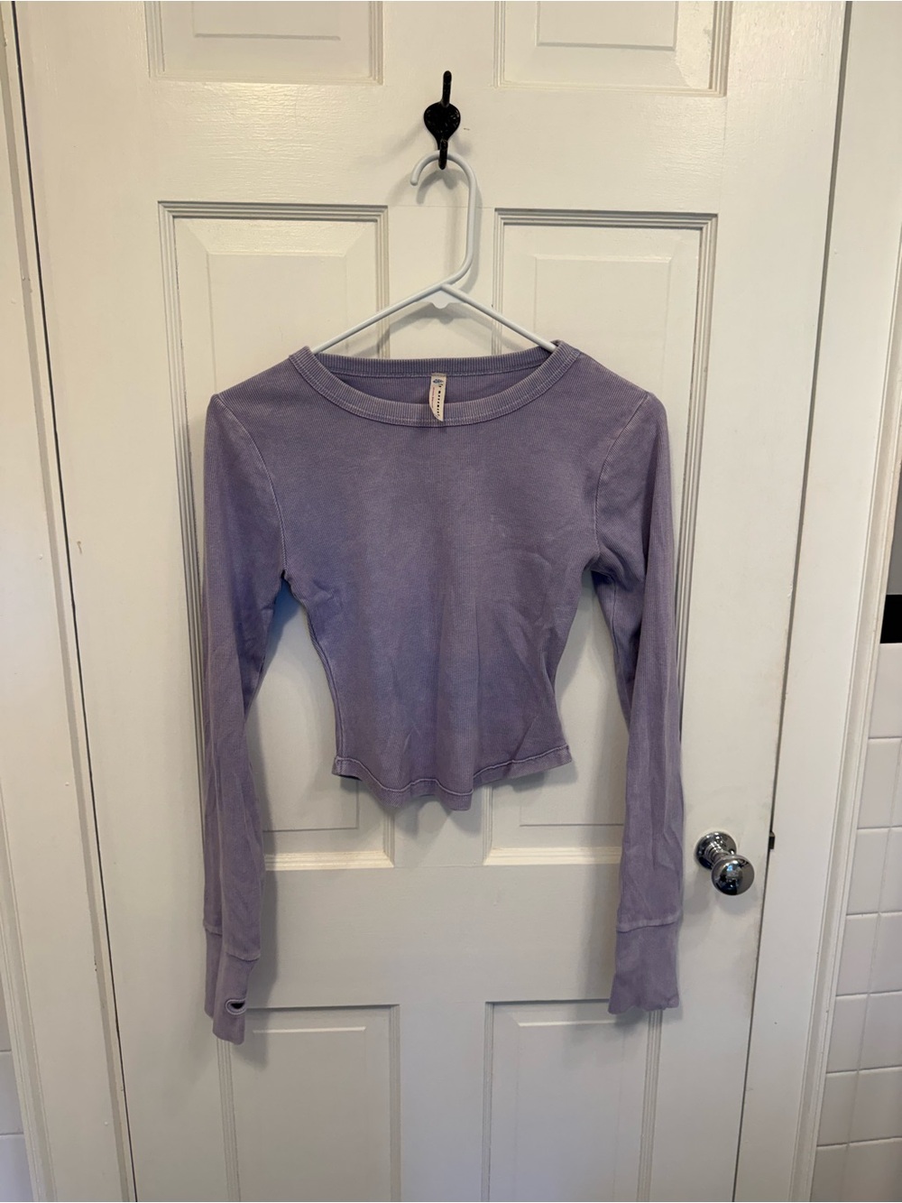 Free People Lavender Long-Sleeve Crewneck Top
